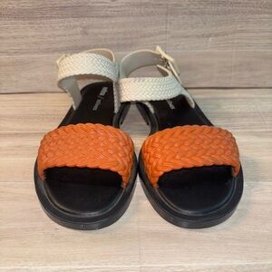 Melissa and Salinas Woven Orange and Cream Sandals